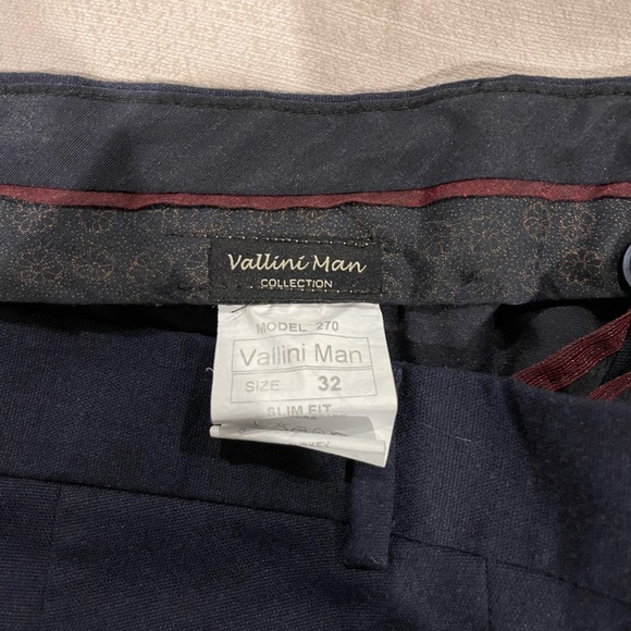 Vallini man collection slim slacks heather navy size 32 - Picture 3 of 6
